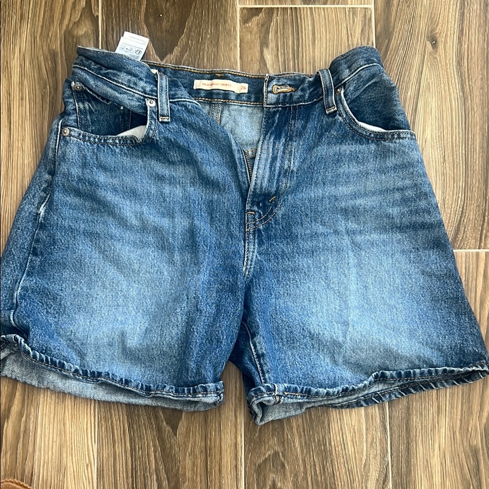 Levi's Women's Denim Rolled-Hem Shorts in Blue Wash